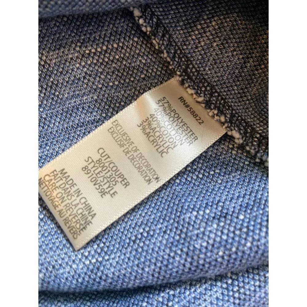 Max Studio Tweed Fit and Flare Skater Dress Blue Black 3/4 Sleeve Size L NWT
